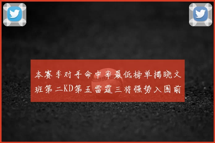 本赛季对手命中率最低榜单揭晓文班第二KD第五雷霆三将强势入围前十